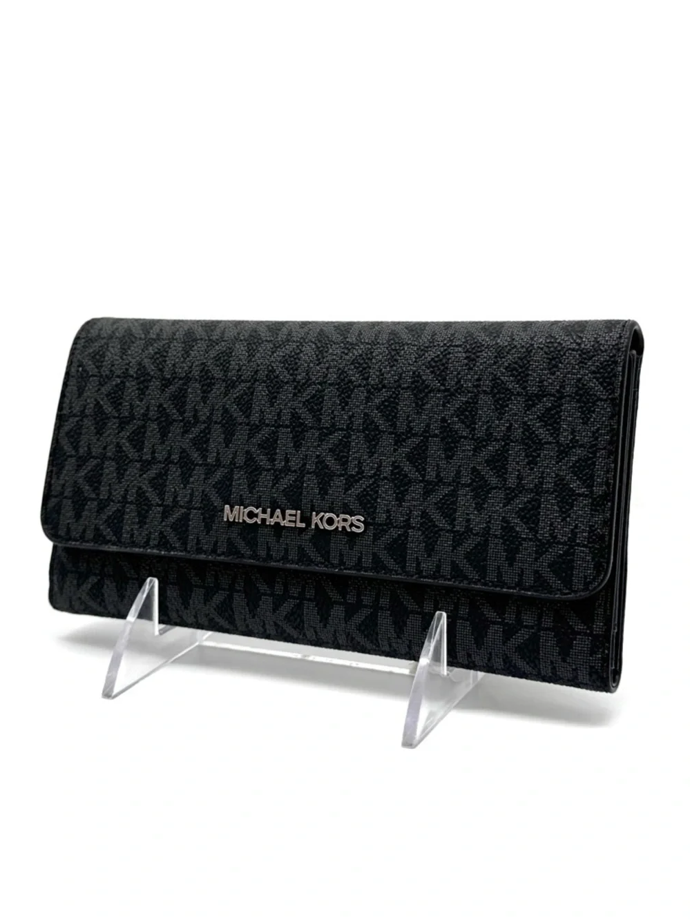 Michael Kors Large Trifold Wallet Black Signature